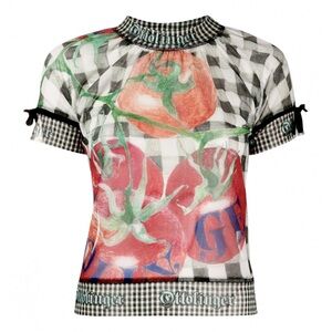 OTTOLINGER Knitted t-shirt with black and tomato prints
